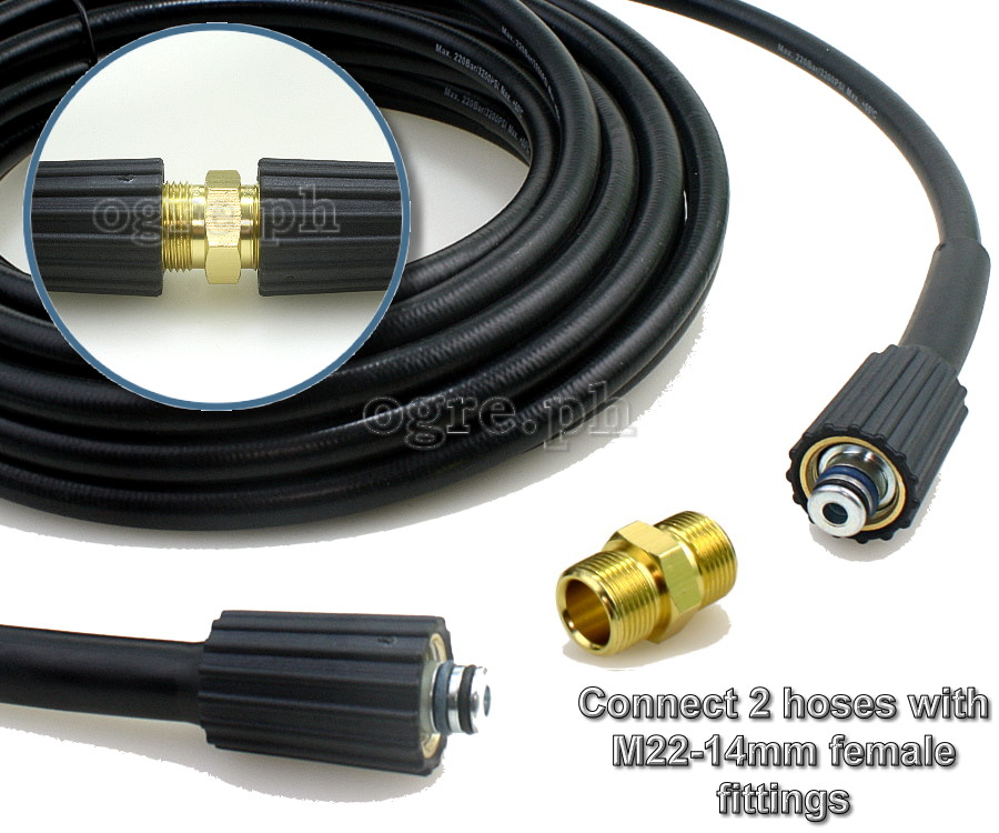 PWH-01 Replacement 10 / 15 meters Pressure Washer Extension Hose with 2 x M22F Fittings (220 bar / 3200 psi )