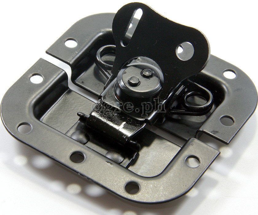 BL03-LB Flight Case Small Butterfly Latch, 77mm x 82mm, with Padlock Hook, 10mm Recess, Black