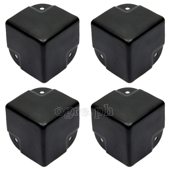 FN03-B Flight Case Medium Flat Corner w/ Offset, 3 holes 50 x 50 mm, Black, Set of 4