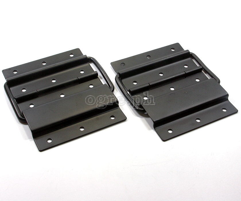 HS06-B Flight Case Medium-Large Stop Hinge, 100x129mm, Black, Set of 2