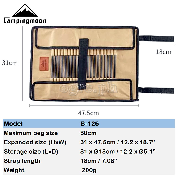 B-126 Heavy Duty Foldable Tent Pegs Storage Bag (31 x 47.5cm)