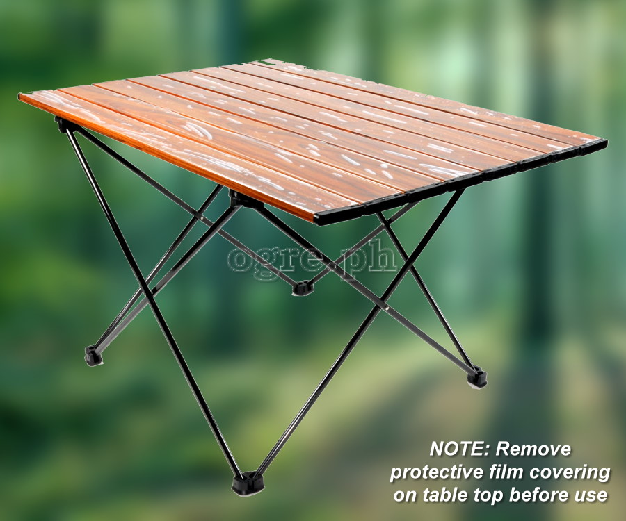 FS-AFTL02 All Aluminum Folding Mini Table Wood Grain Top (68x46x41cm)