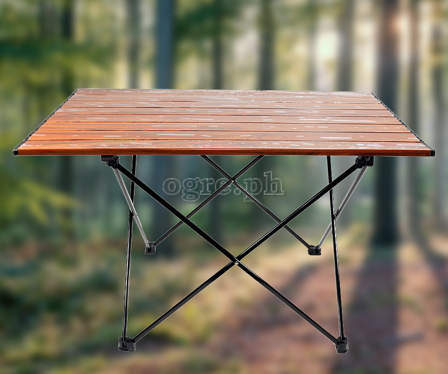 FS-AFTL02 All Aluminum Folding Mini Table Wood Grain Top (68x46x41cm)