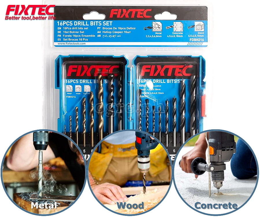 FDBK016 16 Pcs Assorted Drill Bits Set