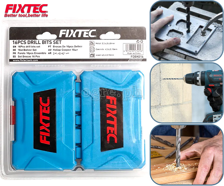 FDBK016 16 Pcs Assorted Drill Bits Set