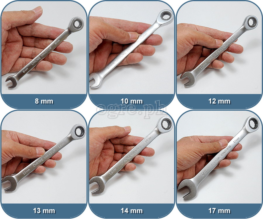FHCGS007 7pcs Industrial Fixed Head Combination Ratchet Spanner Set