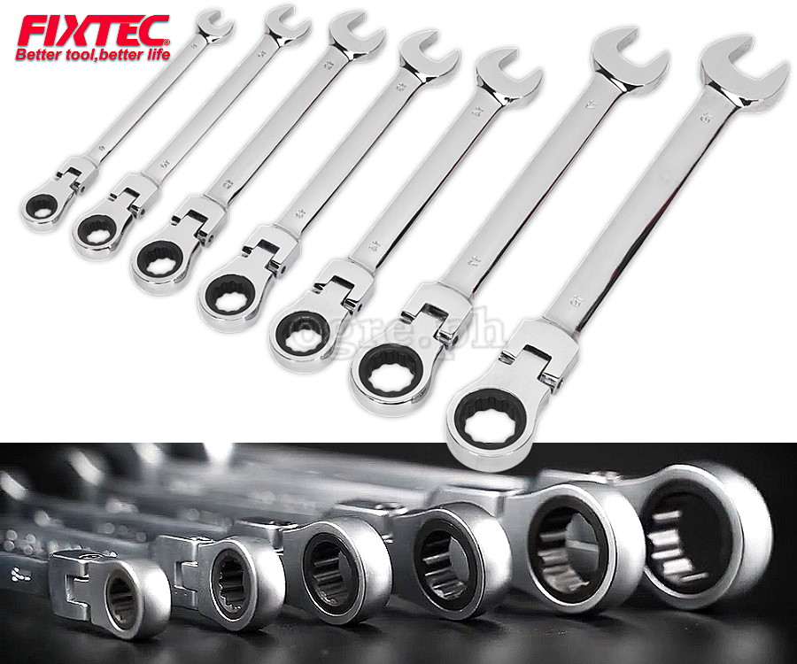 FHCGS007 7pcs Industrial Fixed Head Combination Ratchet Spanner Set