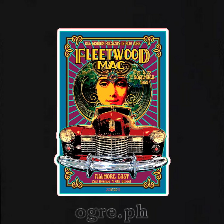 VCP-FLM1 Vintage Concert Poster Art on Soft Premium 100% Cotton Tee ~ Fleetwood Mac Fillmore East