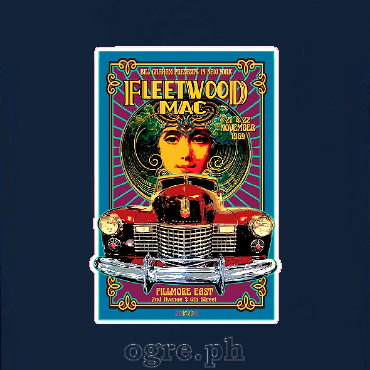 VCP-FLM1 Vintage Concert Poster Art on Soft Premium 100% Cotton Tee ~ Fleetwood Mac Fillmore East