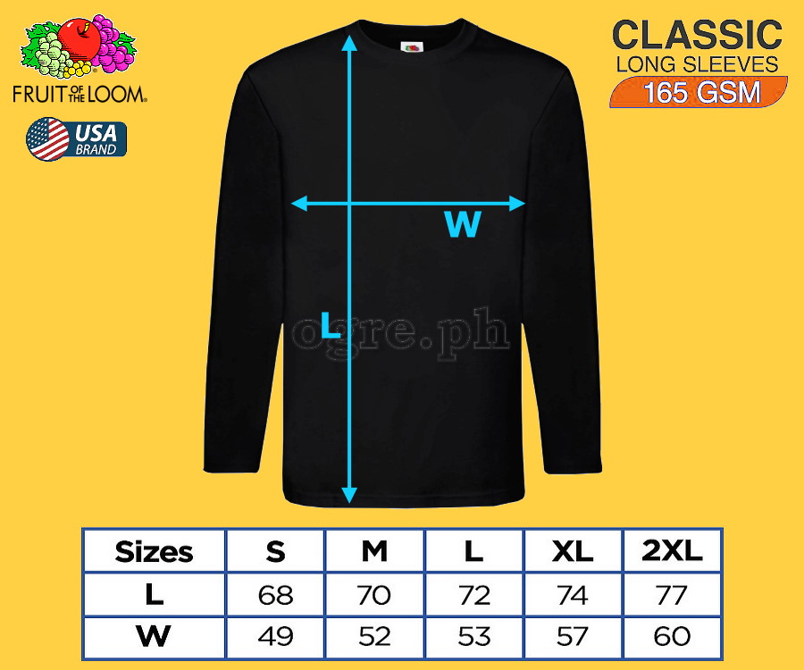 CLS-165B Black Classic Comfort Style Long Sleeves Tee 165gsm 100% Cotton