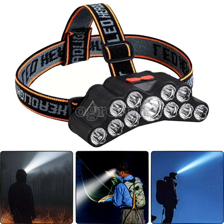 High Power 11-LED Super Bright Rechargeable Headlamp
