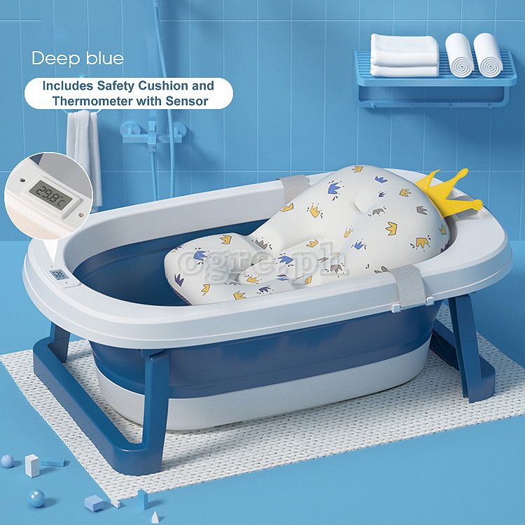 LYBY-A03 Collapsible Baby Bathtub with Safety Cushion and Thermometer
