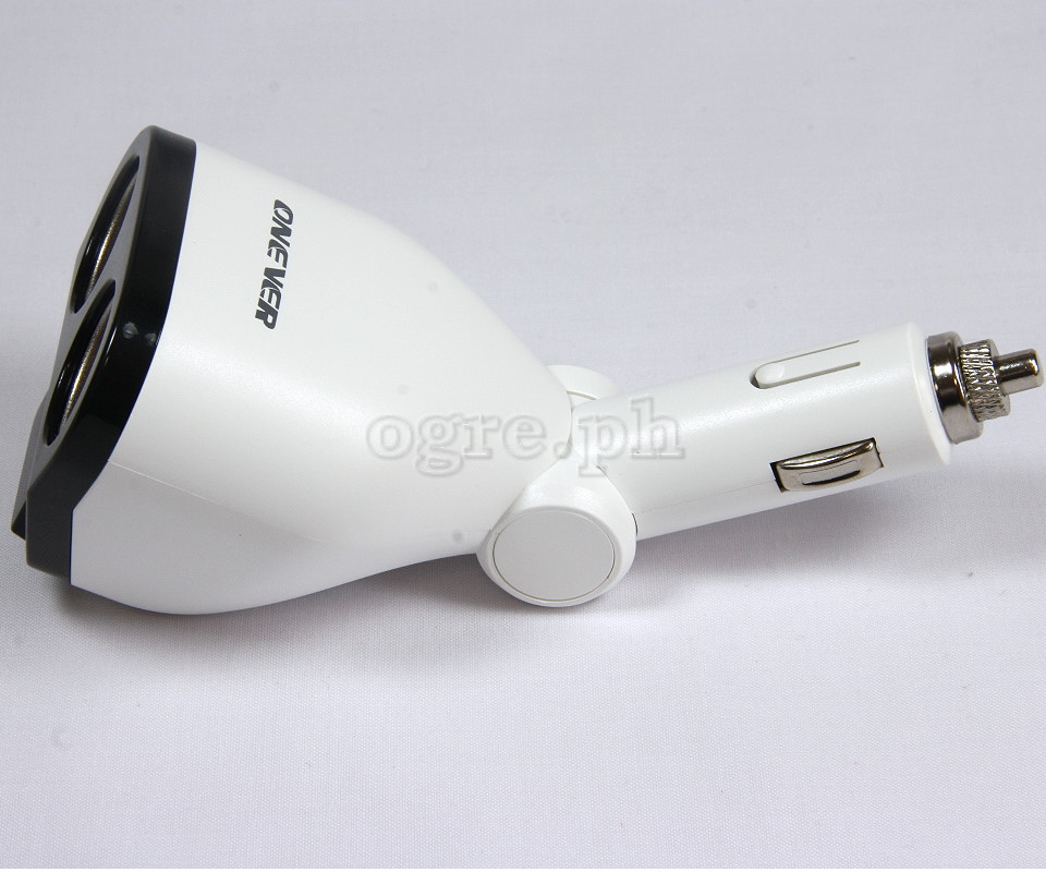1782281 3-Position Adjustable Dual Socket/Dual USB Port Car Charger Adapter (White)