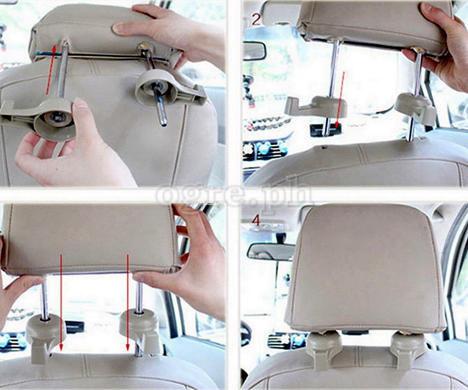 HBH-01 Universal Bag Hanger Hooks (Headrest Mount) Set of 2pcs