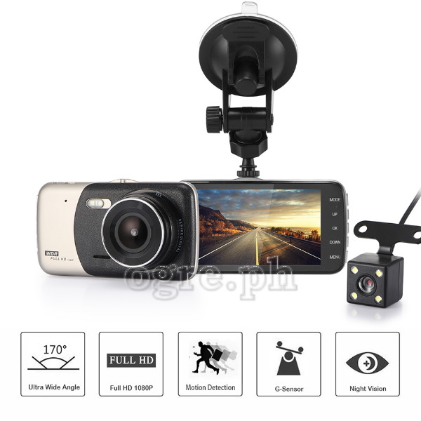 DVR4-01 4" Full HD 1080p Dash Cam / DVR + CMOS Rear View Camera