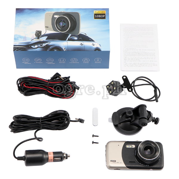 DVR4-01 4" Full HD 1080p Dash Cam / DVR + CMOS Rear View Camera