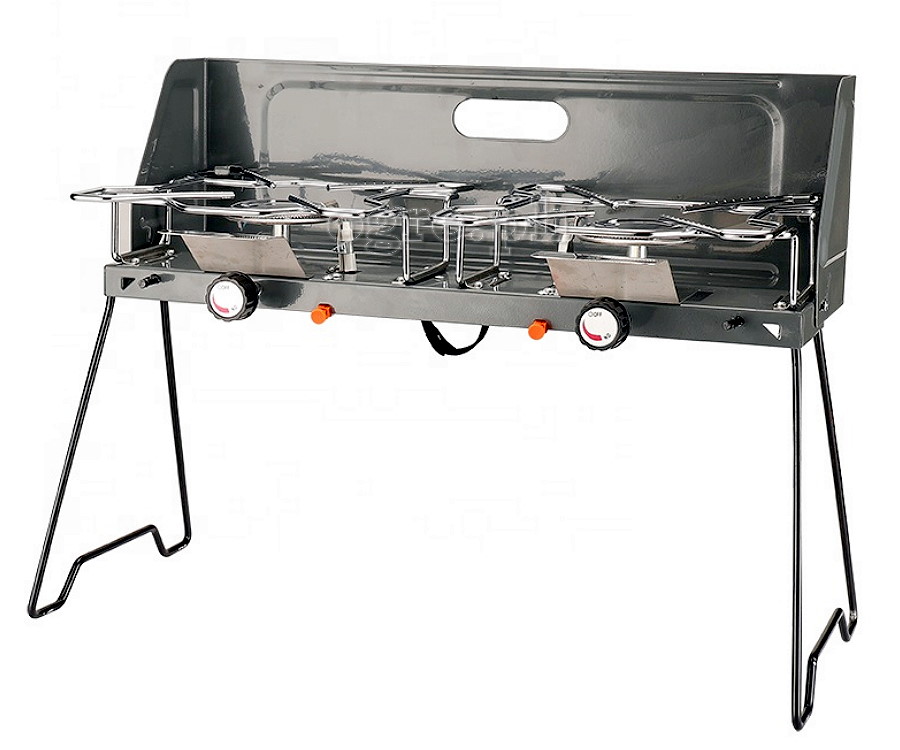 OTGS-202 Portable 2-Burner Butane Stove with Folding Lid and Stand