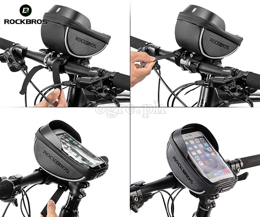 010-4BK Waterproof Bike Handlebar Bag with 6.0 Inch TouchScreen Phone Case