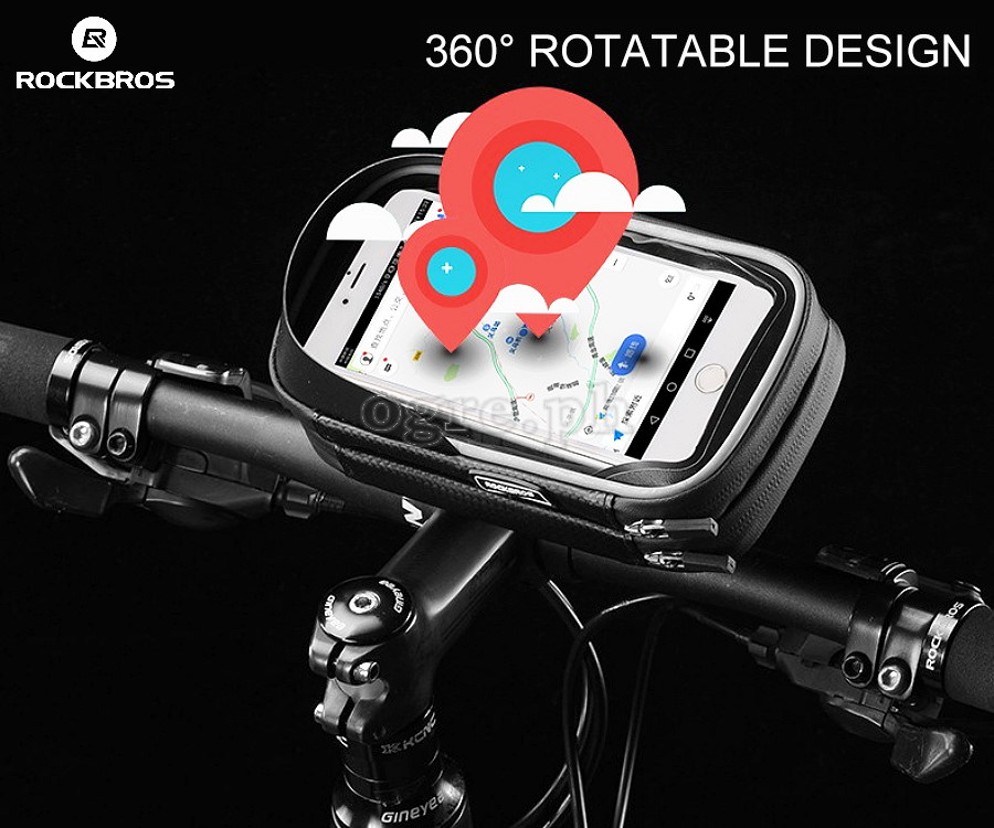 B31-BK Waterproof 360° Bike Handlebar Bag with 6.0 Inch TouchScreen Phone Case