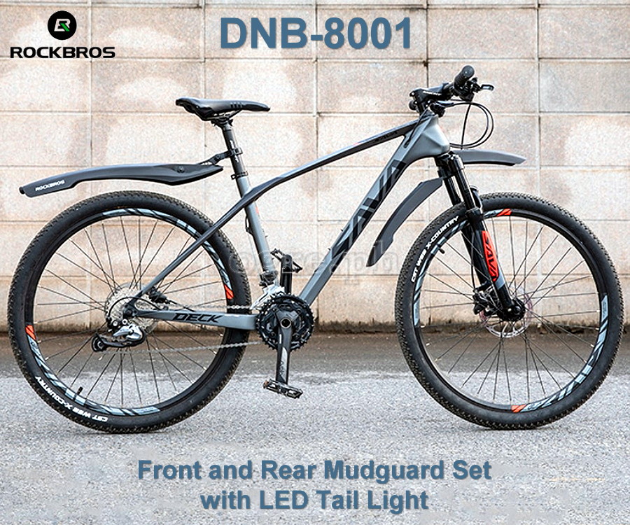 DNB-8001 Universal Front and Rear MTB Mudguard Set with LED Tail Light