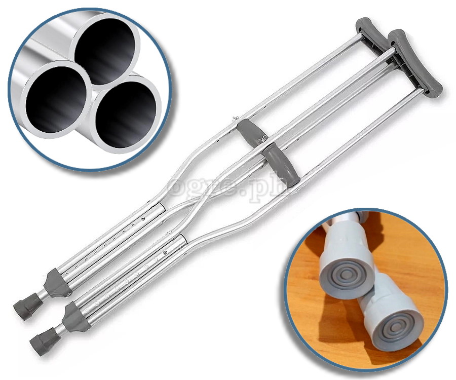 TB-2210G Heavy Duty Adjustable Aluminum Alloy Medical Axillary Crutches 1 Pair (1.0mm Thick Tubing)
