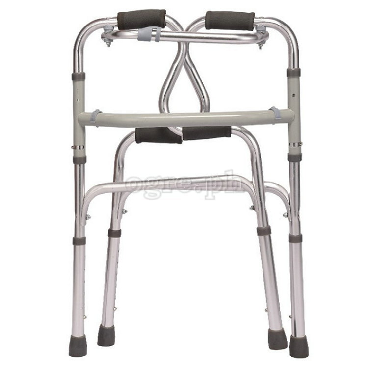 TB-297392 Aluminum Adult Walker with Removable Seat, 4 Fixed Legs, and 2 Front Legs with 5-inch Wheels