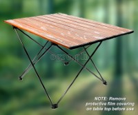 FS-AFTL02 All Aluminum Folding Mini Table Wood Grain Top (68x46x41cm)