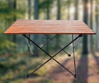 FS-AFTL02 All Aluminum Folding Mini Table Wood Grain Top (68x46x41cm)