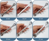 FHCGS007 7pcs Industrial Fixed Head Combination Ratchet Spanner Set