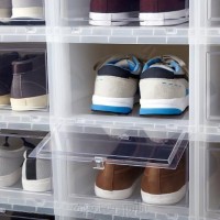 HT-2003-C Premium Quality Drop Front Shoe Box Translucent Body / Clear Front