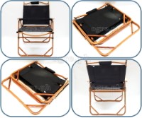 LY-023-L Aluminum Folding Chair with Arm Rest and Wood Grain Frame (Large 54x54x78cm)