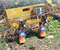 OTGS-202 Portable 2-Burner Butane Stove with Folding Lid and Stand