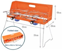 OTGS-202 Portable 2-Burner Butane Stove with Folding Lid and Stand