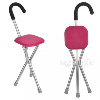 SQ-3282S 2 in 1 Folding Aluminum Tripod Cane with Square Seat (1.2mm Thick Tubing)