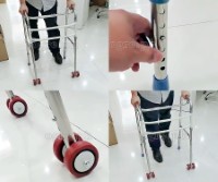 TB-293397 Stainless Steel Adult Walker with Dual Cross Braces and Front Wheels