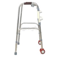 TB-293397 Stainless Steel Adult Walker with Dual Cross Braces and Front Wheels