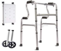 TB-297392 Aluminum Adult Walker with Removable Seat, 4 Fixed Legs, and 2 Front Legs with 5-inch Wheels
