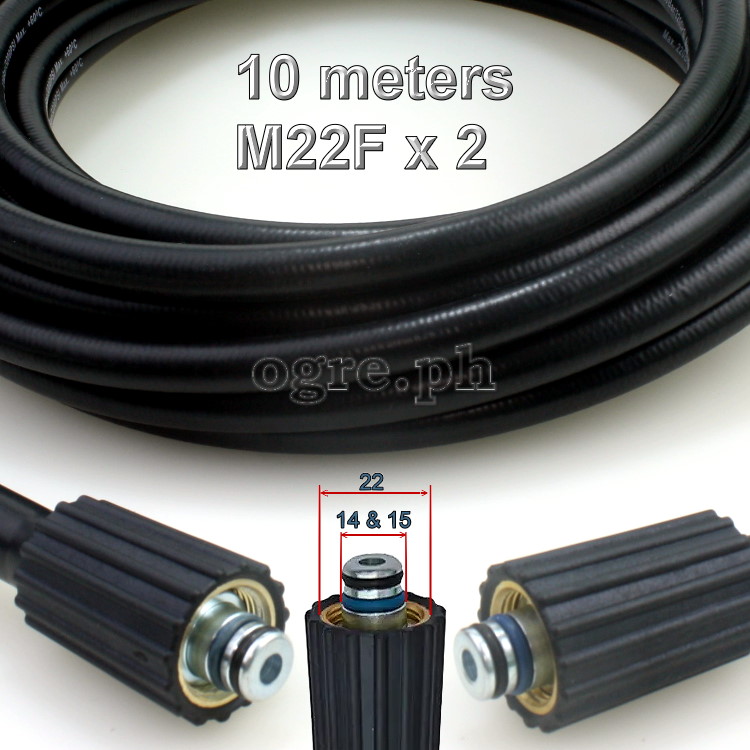 PWH-01 Replacement 10 / 15 meters Pressure Washer Extension Hose with 2 x M22F Fittings (220 bar / 3200 psi )