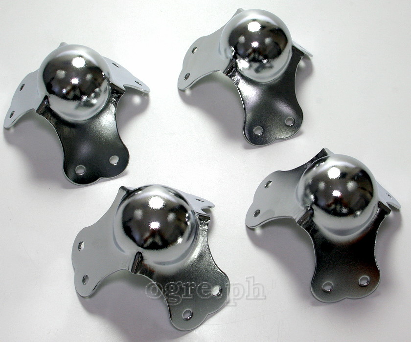 BC01 Flight Case Large Ball Corner, 6 Holes, 80*64mm, Chrome, Set of 4