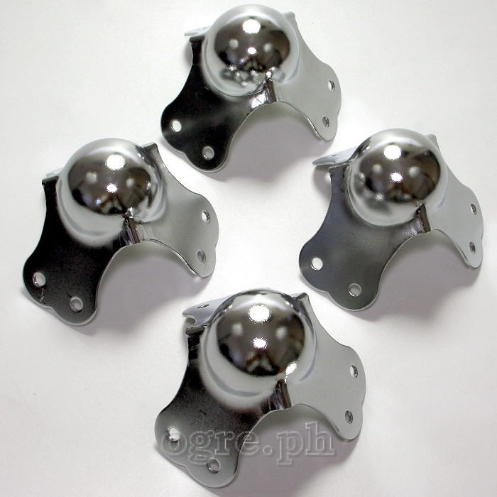 BC01 Flight Case Large Ball Corner, 6 Holes, 80*64mm, Chrome, Set of 4