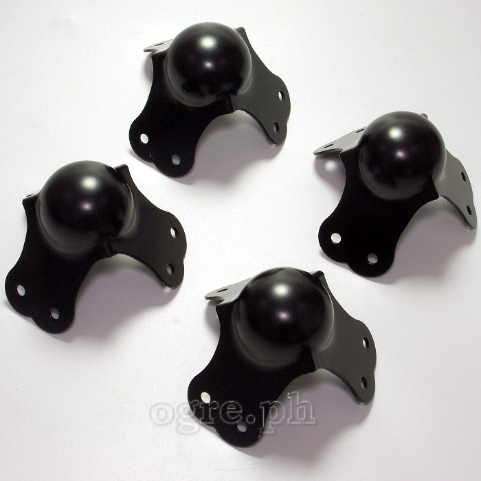 BC01-B Flight Case Large Ball Corner, 6 Holes, 80*64mm, Black, Set of 4