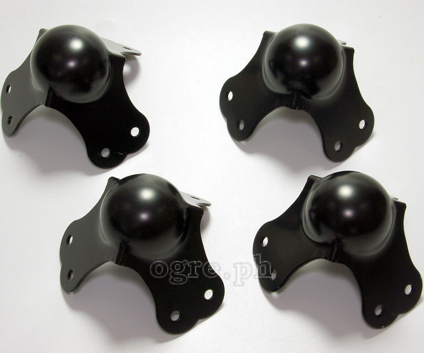 BC01-B Flight Case Large Ball Corner, 6 Holes, 80*64mm, Black, Set of 4