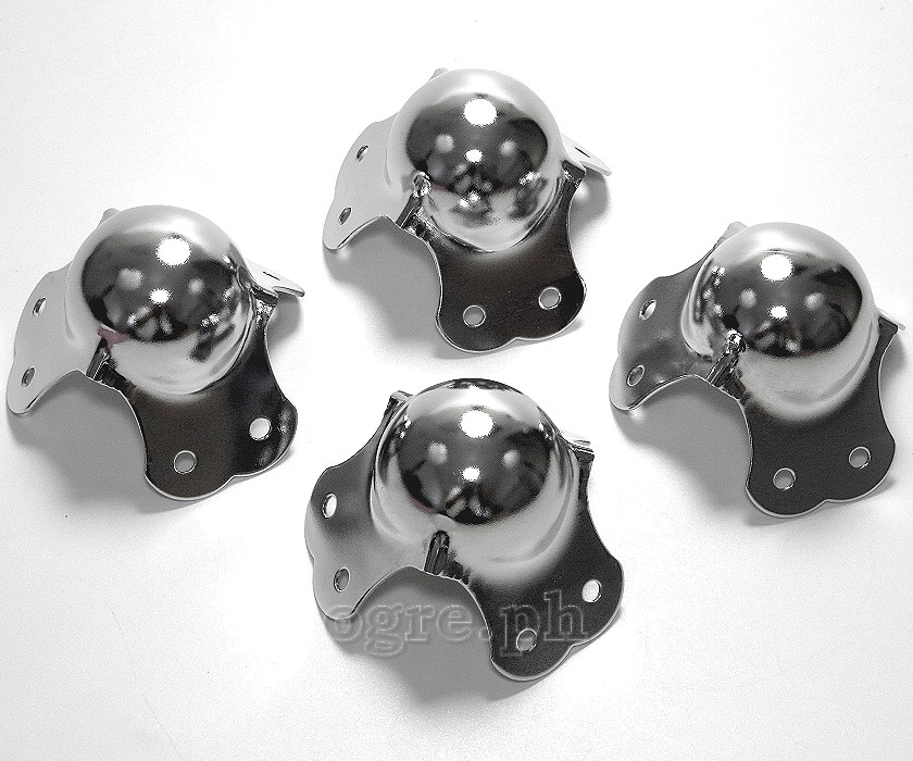 BC02 Flight Case Medium Ball Corner, 6 Holes, 65*53mm, Chrome, Set of 4