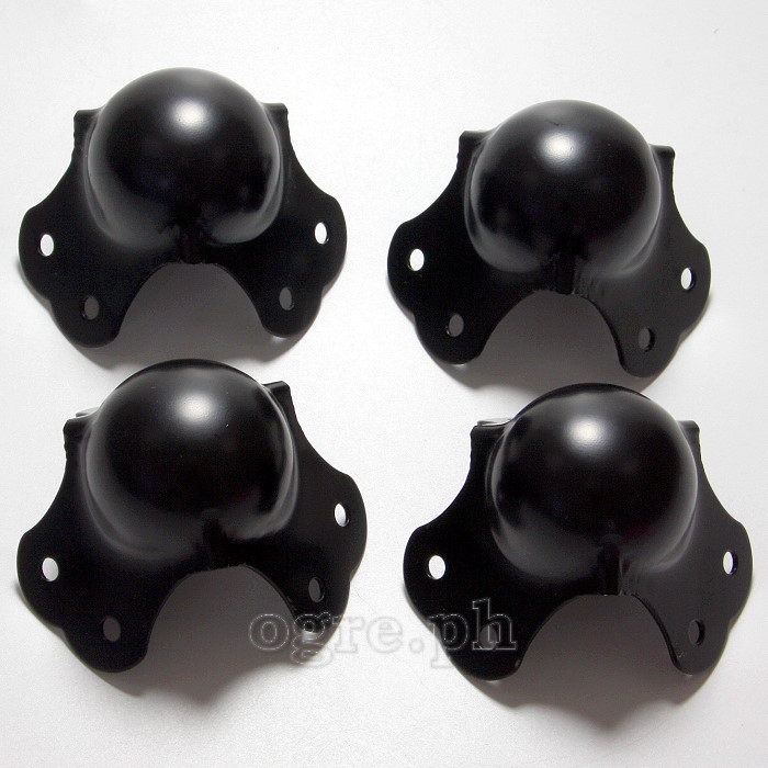 BC02-B Flight Case Medium Ball Corner, 6 Holes, 65*53mm, Black, Set of 4