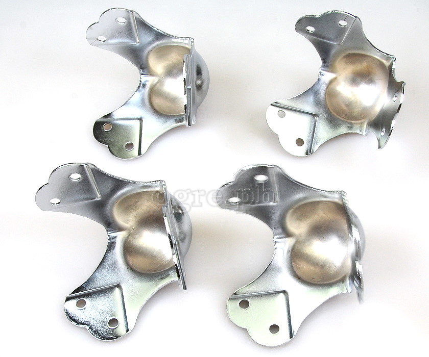 BC05 Flight Case Large Ball Corner with Offset, 6 holes 80 x 66 mm, Chrome, Set of 4