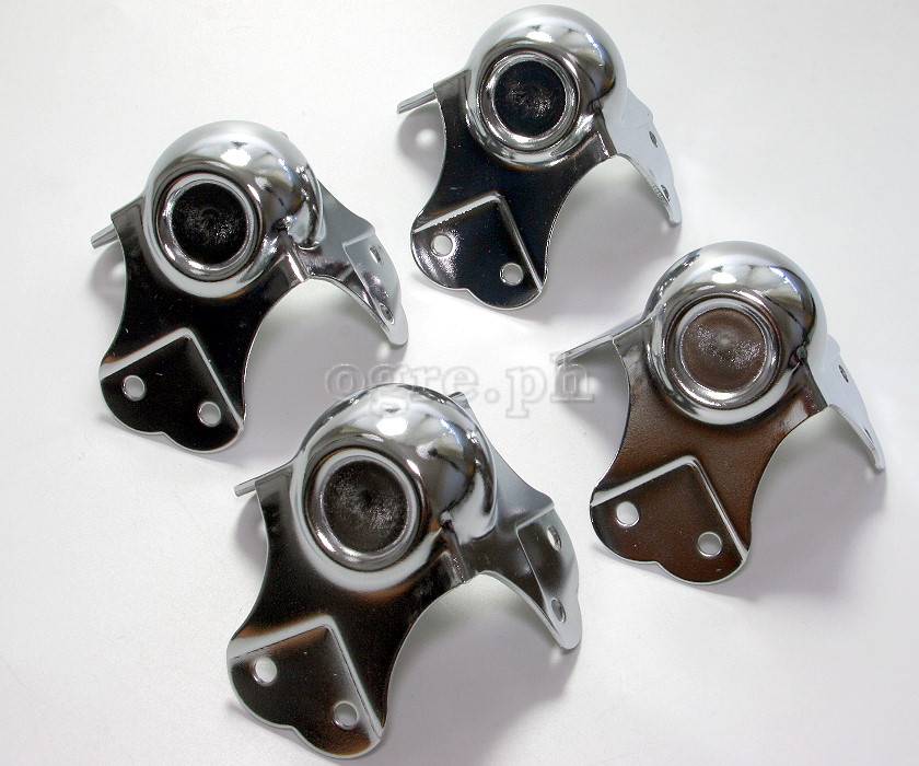 BCF05 Flight Case Large Stackable Ball Corner, 6 holes 80 x 66 mm, Chrome, Set of 4