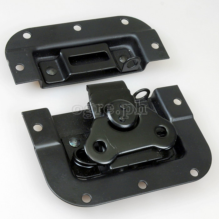 BL02E-LB Flight Case Medium Butterfly Latch, w/ Offset w/ Padlock Hook, 105 x 112mm Black