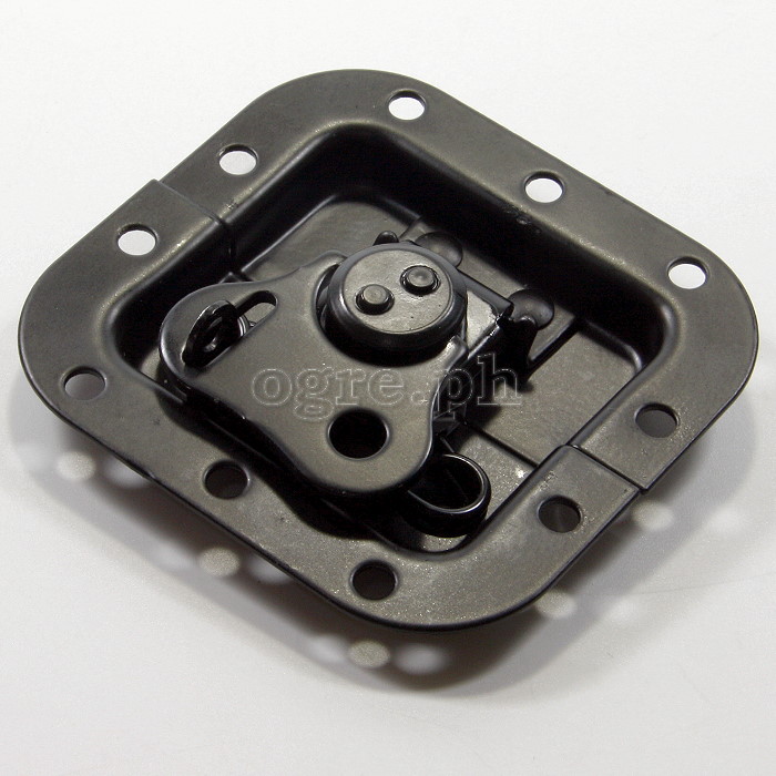 BL03-LB Flight Case Small Butterfly Latch, 77mm x 82mm, with Padlock Hook, 10mm Recess, Black
