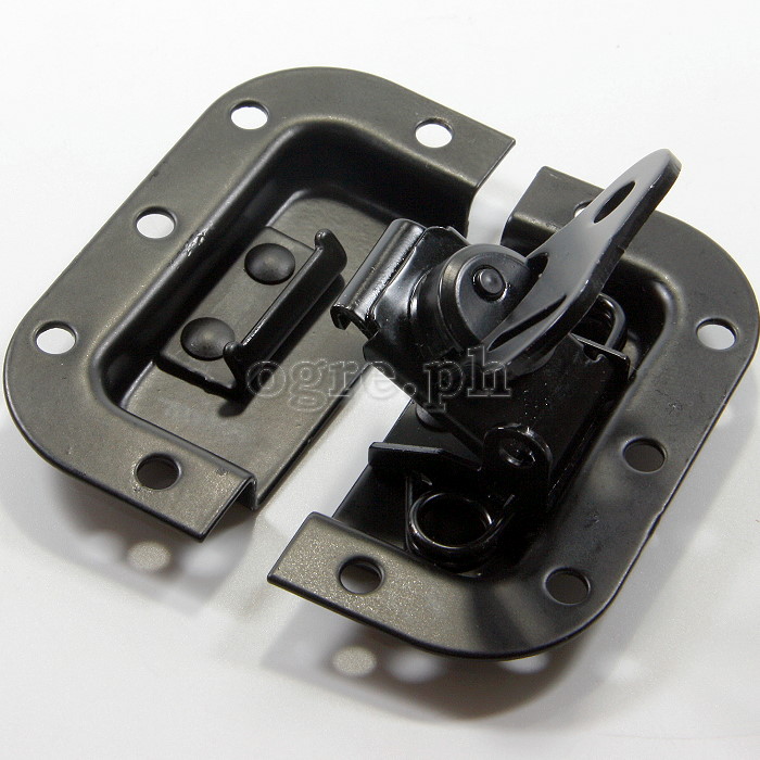 BL03-LB Flight Case Small Butterfly Latch, 77mm x 82mm, with Padlock Hook, 10mm Recess, Black