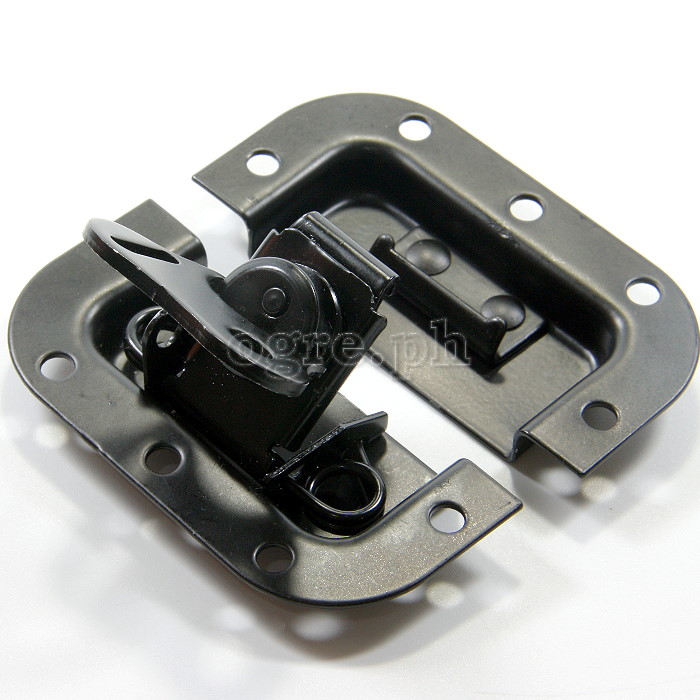 BL03-LB Flight Case Small Butterfly Latch, 77mm x 82mm, with Padlock Hook, 10mm Recess, Black